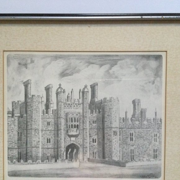 John Gray lithography print pencil signed vintage framed London tower - Picture 2 of 5